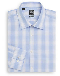 Ike Behar Regular Fit Glen Plaid Cotton Dress Shirt