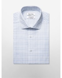 Calvin Klein Steel Slim Fit Blue White Large Plaid Non Iron Dress Shirt