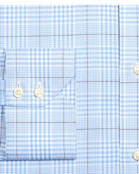 Brooks Brothers Supima Cotton Non Iron Regular Fit Spread Collar Twill Glen Plaid Luxury Dress Shirt