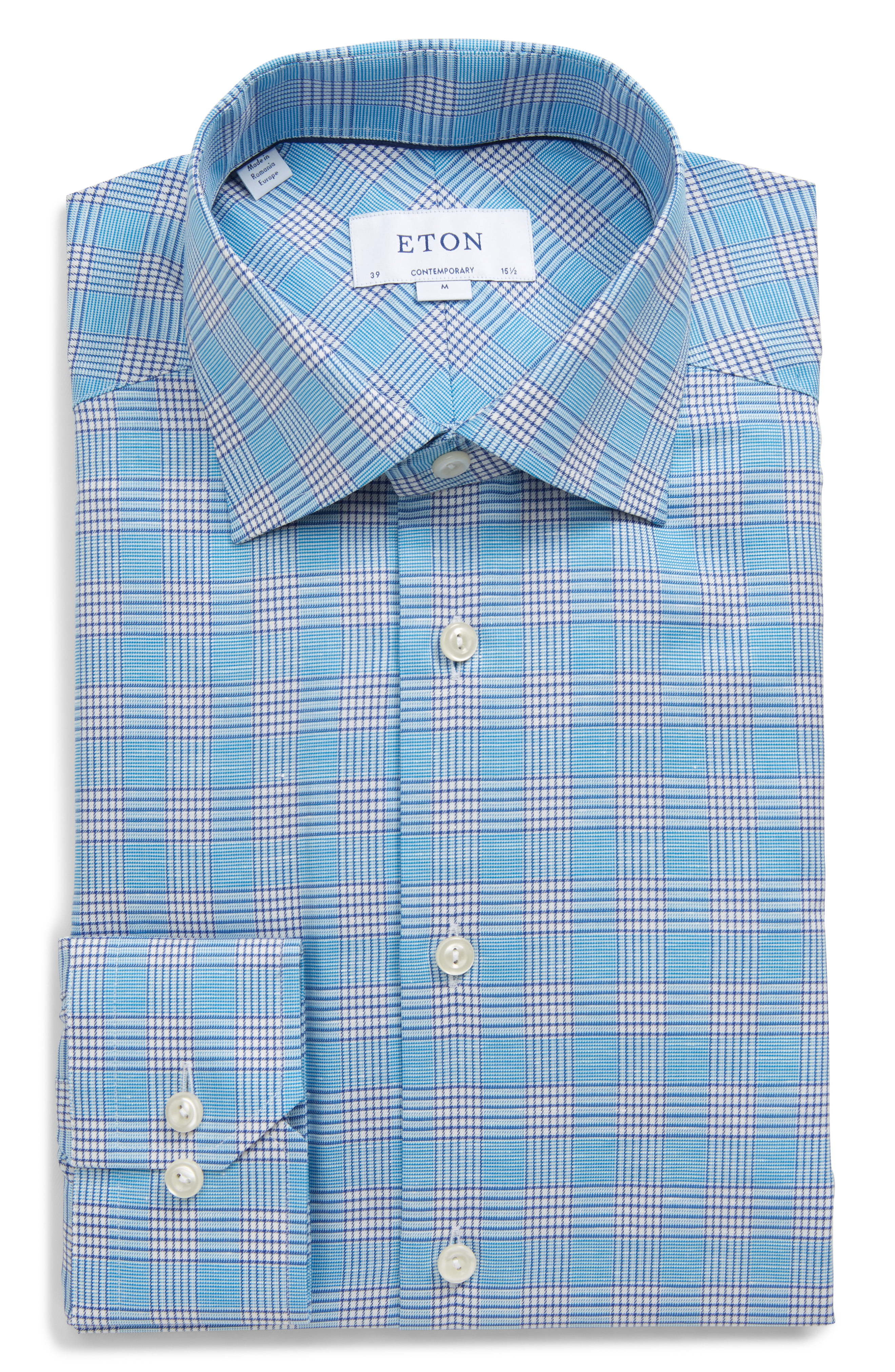 Eton Trim Fit Plaid Cotton Linen Dress Shirt, $295 | Nordstrom | Lookastic