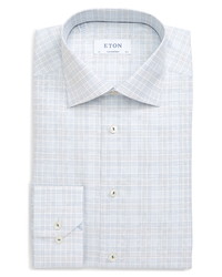 Eton Trim Fit Plaid Dress Shirt