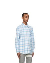 Thom Browne Blue And Pink Flannel Shirt