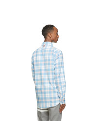 Thom Browne Blue And Pink Flannel Shirt