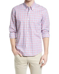 Scott Barber Classic Fit End On End Plaid Organic Cotton Shirt In Blue At Nordstrom