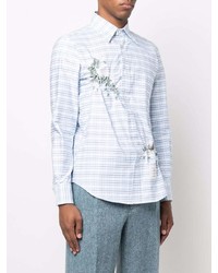 Thom Browne Leaf Applique Plaid Patterned Shirt