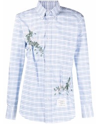 Thom Browne Leaf Applique Plaid Patterned Shirt