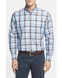 Maker Company Tailored Fit Plaid Linen Cotton Sport Shirt