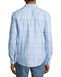 Hugo Boss Plaid Long Sleeve Sport Shirt Blue