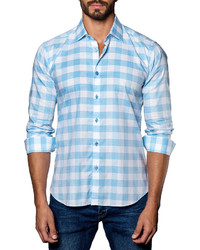Jared Lang Plaid Sport Shirt Blue