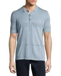 Burberry Enlarged Tonal Check Polo Shirt Slate Blue