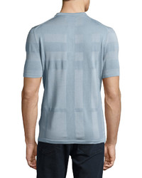 Burberry Enlarged Tonal Check Polo Shirt Slate Blue