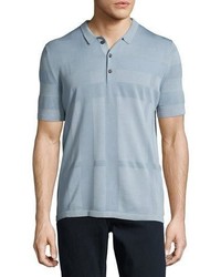 Burberry Enlarged Tonal Check Polo Shirt Slate Blue