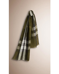Burberry Check Crinkled Linen Scarf