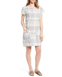 Eileen Fisher Plaid Organic Linen Cotton Shift Dress