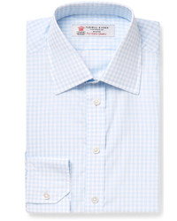 Turnbull & Asser Blue Slim Fit Checked Cotton Shirt