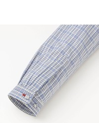 Uniqlo Idlf Cotton Lawn Check Pleated Long Sleeve Shirt