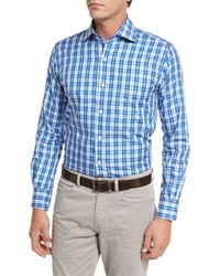 Peter Millar Jewel Plaid Shirt Blue Diamond