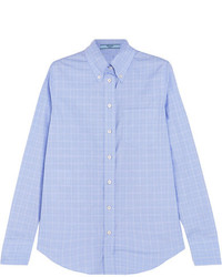 Prada Prince Of Wales Checked Cotton Poplin Shirt Light Blue
