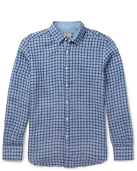 Canali Slim Fit Checked Linen Shirt