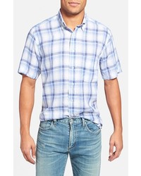 Gitman Regular Fit Short Sleeve Plaid Linen Sport Shirt