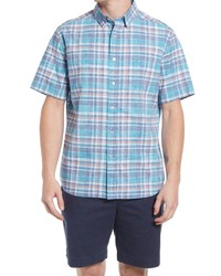 Southern Tide Madras Plaid Short Sleeve Button Up Shirt