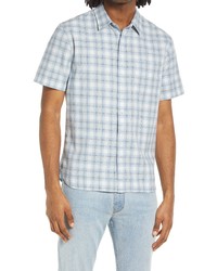 Vince Moonlit Shadow Plaid Short Sleeve Button Up Shirt In Arctic At Nordstrom