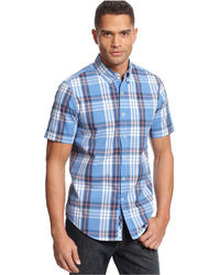 Club Room Shirt Slim Fit Short Sleeve Plaid Shirt, $49 | Macy's