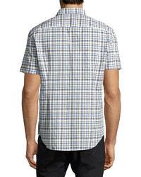 John Varvatos Star Usa Mayfield Slim Fit Plaid Sport Shirt Medium Blue