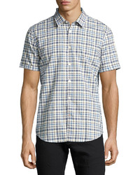 John Varvatos Star Usa Mayfield Slim Fit Plaid Sport Shirt Medium Blue