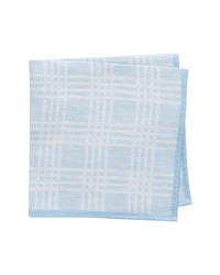 Light Blue Plaid Silk Pocket Square