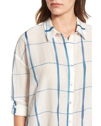 Eileen Fisher Check Organic Cotton Silk Shirt