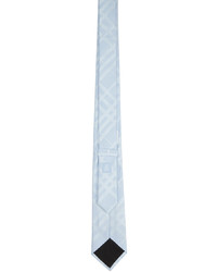 Burberry Blue Silk Check Monogram Modern Cut Tie