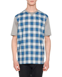 Lanvin Plaid Combo Short Sleeve T Shirt Grayblue