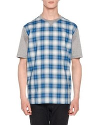 Lanvin Plaid Combo Short Sleeve T Shirt Grayblue