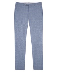 Zanella Parker Plaid Wool Trousers In Blue At Nordstrom