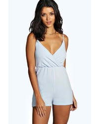 Boohoo Sarah Strappy Wrap Front Crepe Playsuit