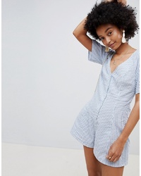 ASOS DESIGN Swing Playsuit With Button Front In Stripe