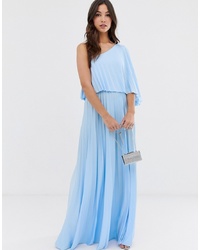ASOS DESIGN One Shoulder Pleated Crop Top Maxi Dress