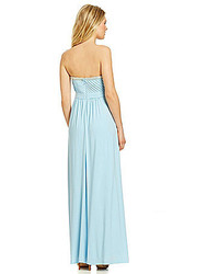Calvin Klein Strapless Beaded Pleated A Line Gown