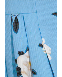 Draper James Pleated Printed Cotton Piqu Maxi Skirt Light Blue