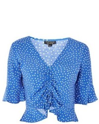 Topshop Ruby Polka Dot Ruched Front Top