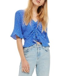 Topshop Ruby Polka Dot Ruched Front Top