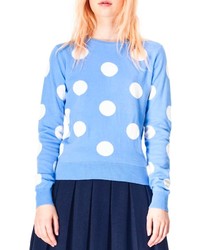 Light Blue Polka Dot Crew-neck Sweater
