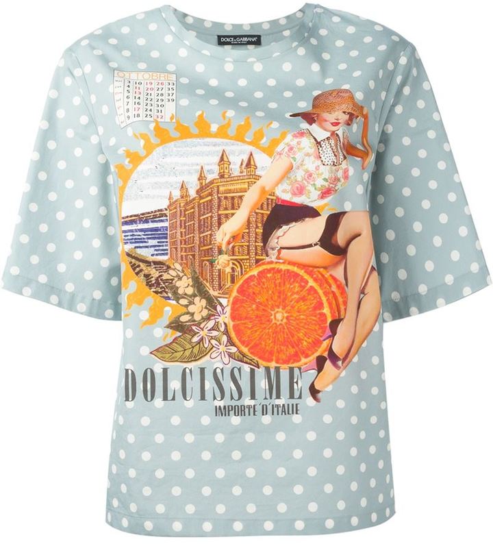 Dolce & Gabbana Pin Up Girl Print T Shirt, $645 | farfetch.com