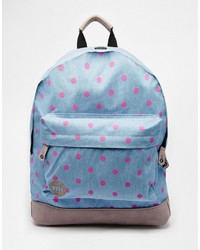 Mi-pac Backpack In Demin Chambray And All Over Polka Dot