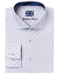 Michelsons Of London Slim Fit Light Blue Stripe Dot Dress Shirt