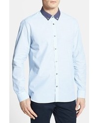Ted Baker London Dotodot Contrast Collar Polka Dot Sport Shirt Blue 2