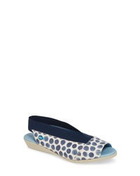 Light Blue Polka Dot Leather Flat Sandals