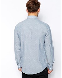 Asos Brand Smart Shirt In Long Sleeve With Chambray Polka Dot
