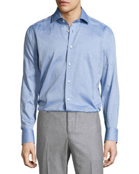 Neiman Marcus Classic Fit Regular Finish Dot Print Sport Shirt Blue
